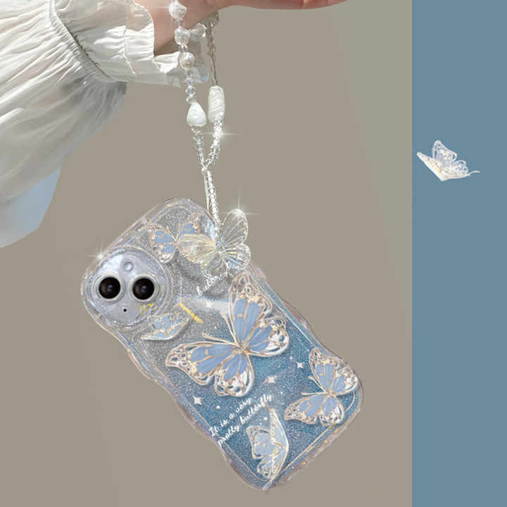 Fashion Gradual Colors Glitter TPU Butterfly Phone Case