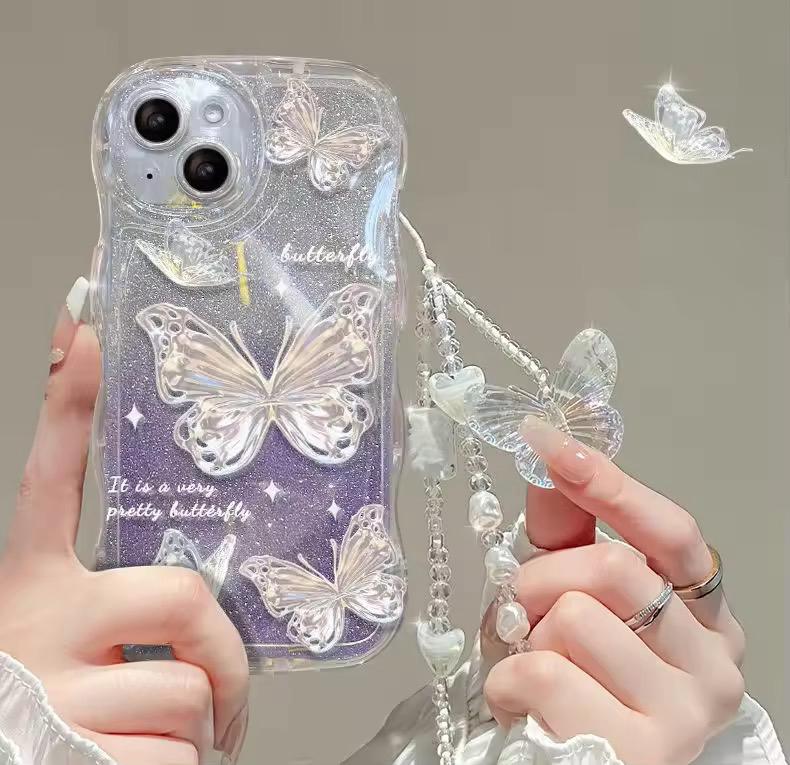 Fashion Gradual Colors Glitter TPU Butterfly Phone Case