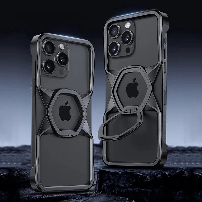 Hexa Shield Metallic Ring Stand Case for iPhone