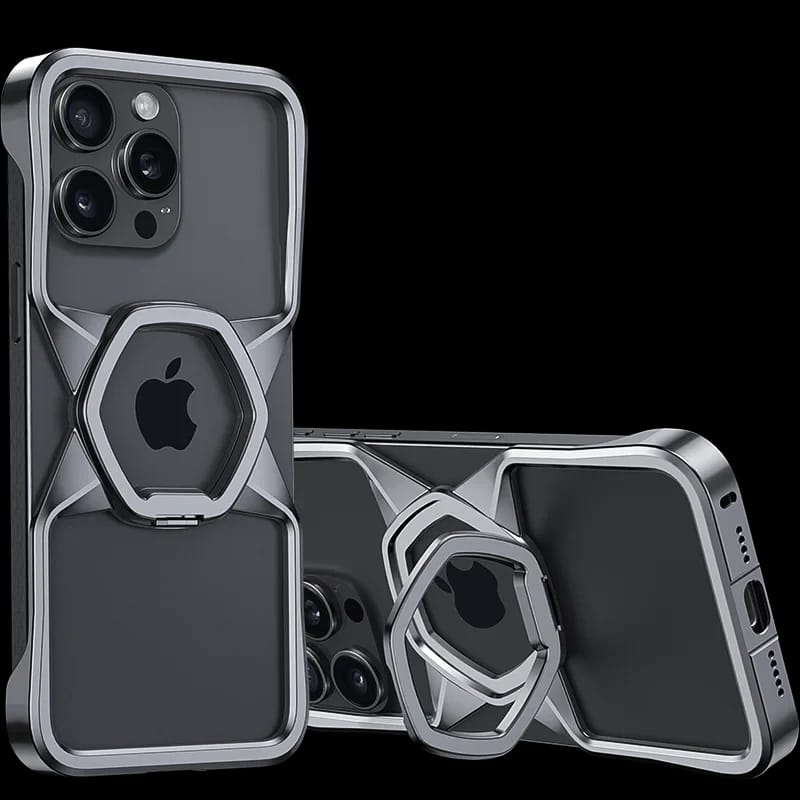 Hexa Shield Metallic Ring Stand Case for iPhone