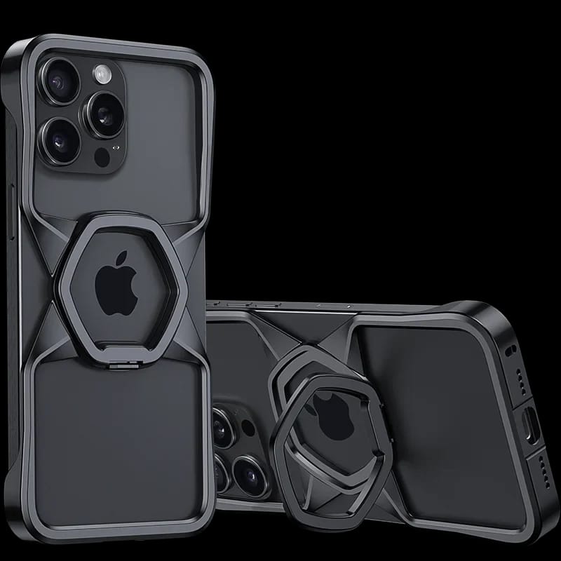 Hexa Shield Metallic Ring Stand Case for iPhone