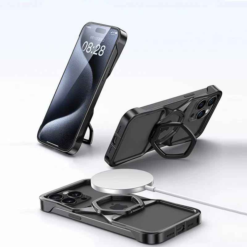 Hexa Shield Metallic Ring Stand Case for iPhone
