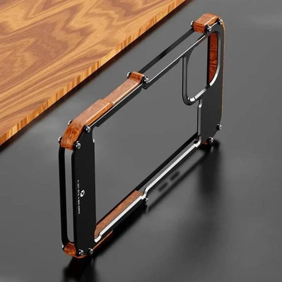 R-Just Aluminium Natural Wood Anti Shock Bumper Case for iPhone