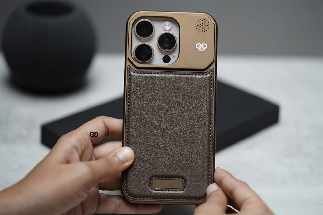 Titanium Frame Vegan Leather Case For iPhone